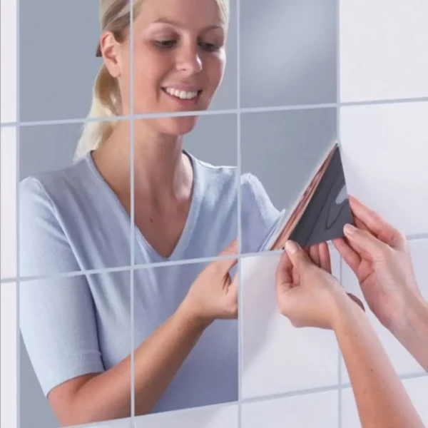 Unbreakable Flexible Mirror Sheets Cuttable Non Glass PET Plastic Mirror Sheet Frameless Square 4