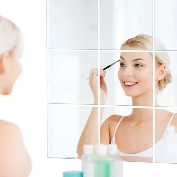 Unbreakable Flexible Mirror Sheets Cuttable Non Glass PET Plastic Mirror Sheet Frameless Square 5