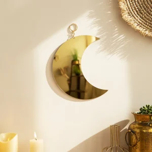 Gold Moon Mirror Acrylic Makeup Mirror Hanging Decorative Mirrors for Wall Bedroom Living Room Bathroom Apartment Home Decor 1