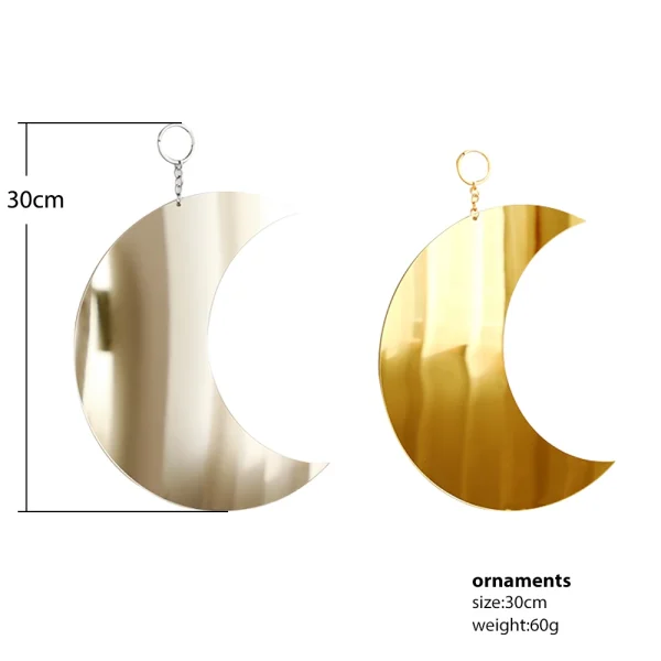 Gold Moon Mirror Acrylic Makeup Mirror Hanging Decorative Mirrors for Wall Bedroom Living Room Bathroom Apartment Home Decor 5