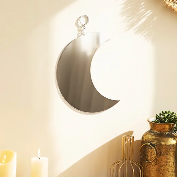 Gold Moon Mirror Acrylic Makeup Mirror Hanging Decorative Mirrors for Wall Bedroom Living Room Bathroom Apartment Home Decor 6