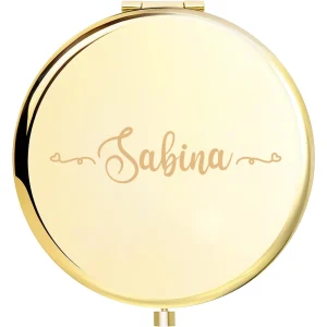1pc Lovely  salina example Custom Text Laser engraving Pocket Mirror Wedding Guest Gifts 1