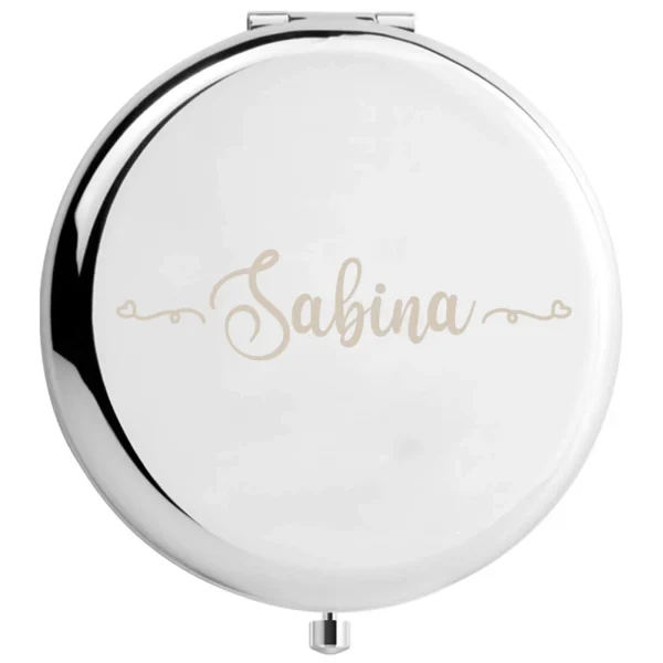 1pc Lovely  salina example Custom Text Laser engraving Pocket Mirror Wedding Guest Gifts 4