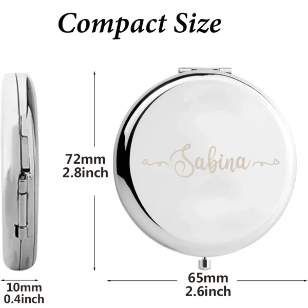 1pc Lovely  salina example Custom Text Laser engraving Pocket Mirror Wedding Guest Gifts 6
