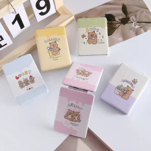Cartoon Capybara Cosmetic Mirror Double-Sided Folding Makeup Mirror Portable Mini Rectangle High-definition Mirror Makeup Tools 1