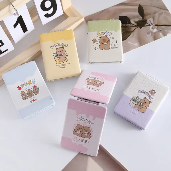 Cartoon Capybara Cosmetic Mirror Double-Sided Folding Makeup Mirror Portable Mini Rectangle High-definition Mirror Makeup Tools 1
