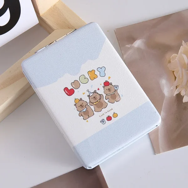 Cartoon Capybara Cosmetic Mirror Double-Sided Folding Makeup Mirror Portable Mini Rectangle High-definition Mirror Makeup Tools 2