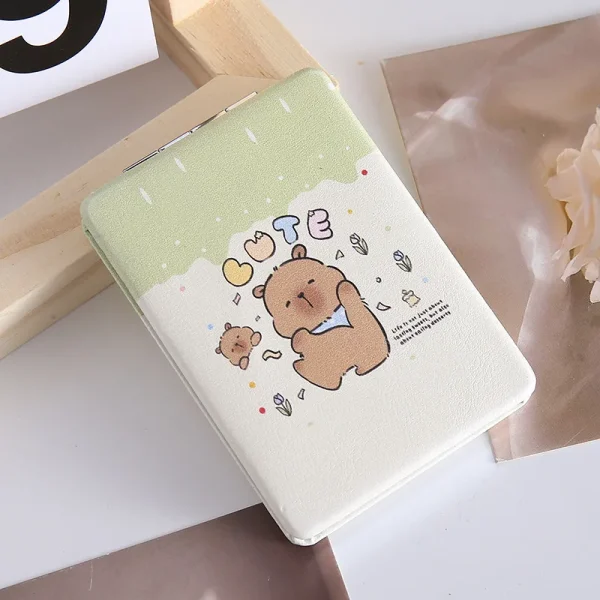 Cartoon Capybara Cosmetic Mirror Double-Sided Folding Makeup Mirror Portable Mini Rectangle High-definition Mirror Makeup Tools 3