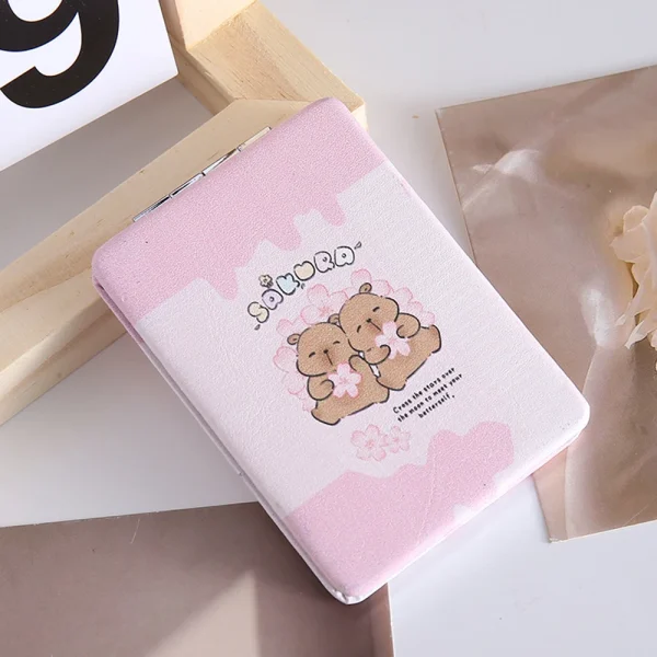 Cartoon Capybara Cosmetic Mirror Double-Sided Folding Makeup Mirror Portable Mini Rectangle High-definition Mirror Makeup Tools 4
