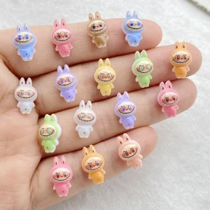 50pcs Resin Colorful Mini Cartoon Animal Rabbit Nail Art Flatback Rhinestone Figurines DIY Miniatures Scrapbook Decor Crafts 1