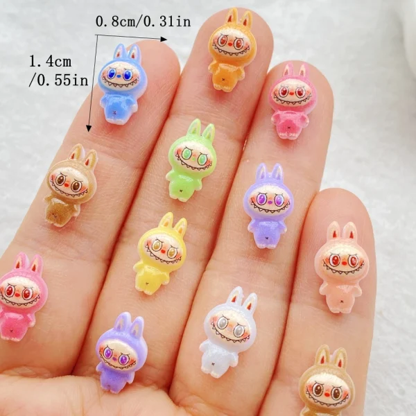 50pcs Resin Colorful Mini Cartoon Animal Rabbit Nail Art Flatback Rhinestone Figurines DIY Miniatures Scrapbook Decor Crafts 2
