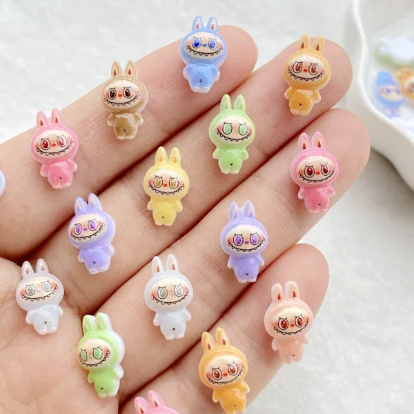 50pcs Resin Colorful Mini Cartoon Animal Rabbit Nail Art Flatback Rhinestone Figurines DIY Miniatures Scrapbook Decor Crafts 4