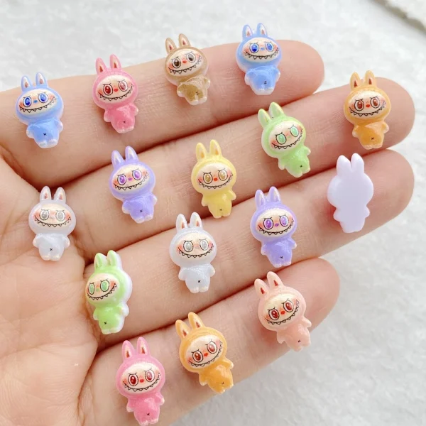 50pcs Resin Colorful Mini Cartoon Animal Rabbit Nail Art Flatback Rhinestone Figurines DIY Miniatures Scrapbook Decor Crafts 5
