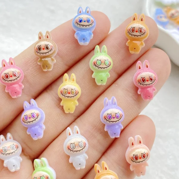 50pcs Resin Colorful Mini Cartoon Animal Rabbit Nail Art Flatback Rhinestone Figurines DIY Miniatures Scrapbook Decor Crafts 6