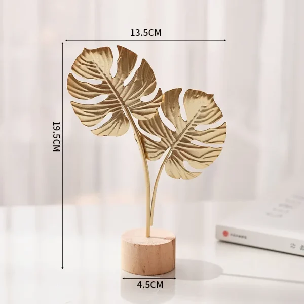 Golden Ginkgo Leaf Feather Metal Model Figurines Manual Desktop Crafts Ornaments Photo Props Statues Sculptures Home Decor 6