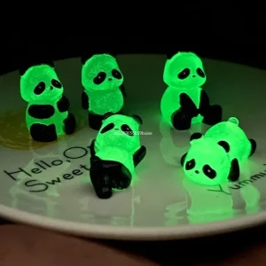 1Pcs/Set Glowing Panda Mini Figurines Miniature Panda Micro Landscape Ornament Glowing In Dark Miniature Flower Potted Decor 1