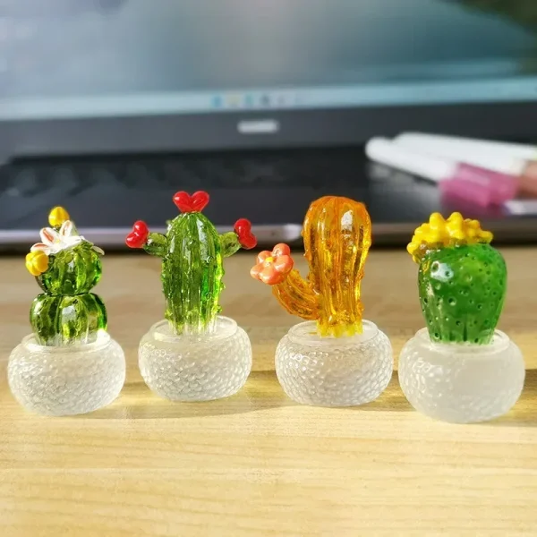 Mini Cactus Figurines Ornaments Cactus Bonsai Decor Micro Landscape Decor Plant Bonsai Potted Succulent Statue Desktop Ornaments 1