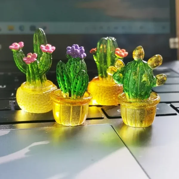 Mini Cactus Figurines Ornaments Cactus Bonsai Decor Micro Landscape Decor Plant Bonsai Potted Succulent Statue Desktop Ornaments 2