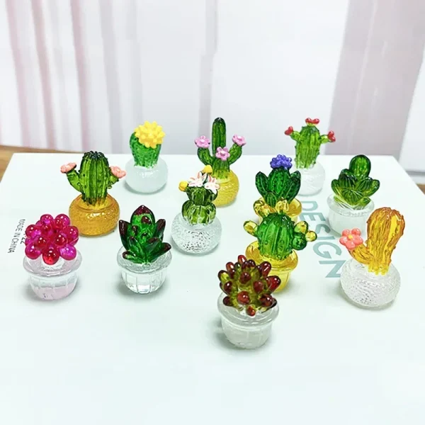 Mini Cactus Figurines Ornaments Cactus Bonsai Decor Micro Landscape Decor Plant Bonsai Potted Succulent Statue Desktop Ornaments 4