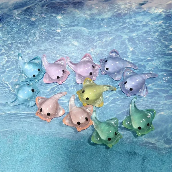 10pcs Miniature Sting Ray Figurines Mini Duck Sculpture Realistic Resin Sting Ray Cake Topper Mini Sting Ray Sea Animal Figurine 6