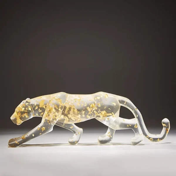 Modern Fortune Transparent Money Leopard Resin Ornaments Office Table Sculpture Crafts Home Livingroom Desk Figurines Decoration 2