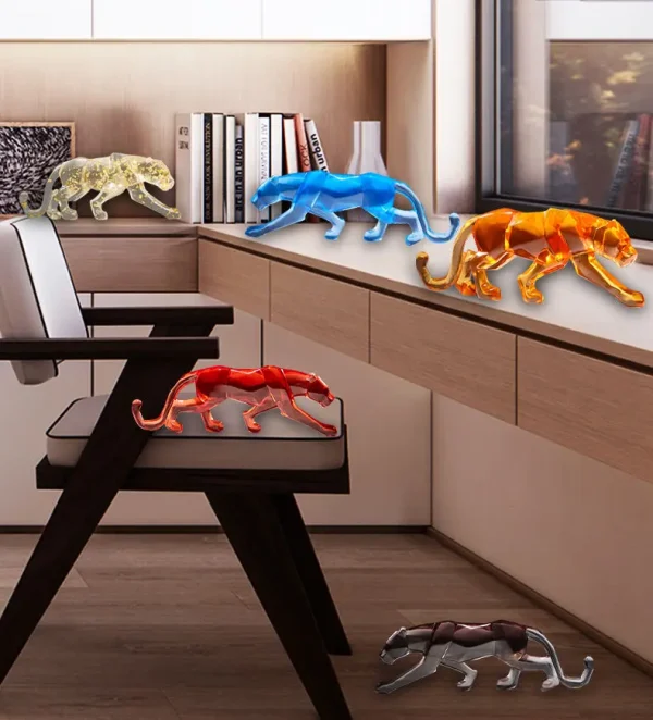 Modern Fortune Transparent Money Leopard Resin Ornaments Office Table Sculpture Crafts Home Livingroom Desk Figurines Decoration 6