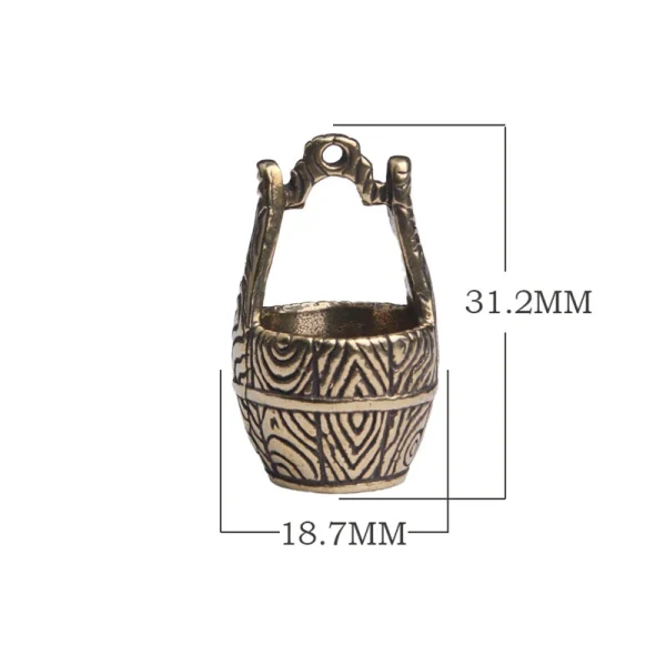 Vintage Brass Bronze Sculpture Blessing Bucket Figurines Old Furniture Model Lucky Bucket Miniatures Creative Keychain Pendant 6