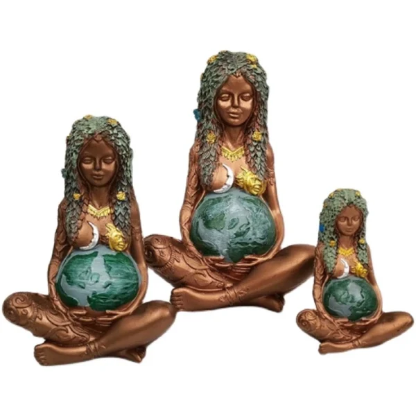 Gaia Pregnant Mother Earth Sitting Lotus Yoga Pose Resin Natural Mother Earth Figurine Decorative Nature Sculpture Home Decor 2