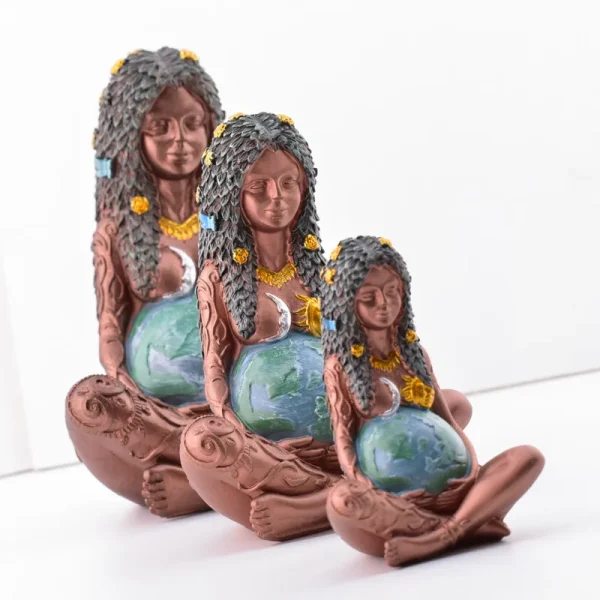 Gaia Pregnant Mother Earth Sitting Lotus Yoga Pose Resin Natural Mother Earth Figurine Decorative Nature Sculpture Home Decor 3