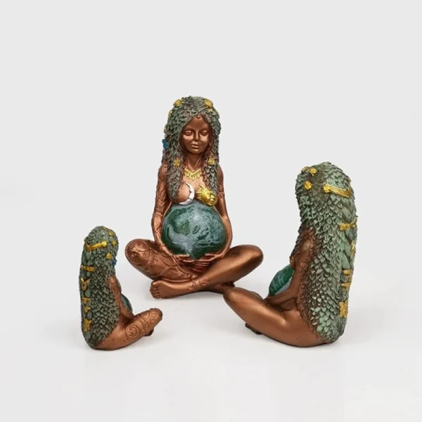 Gaia Pregnant Mother Earth Sitting Lotus Yoga Pose Resin Natural Mother Earth Figurine Decorative Nature Sculpture Home Decor 4