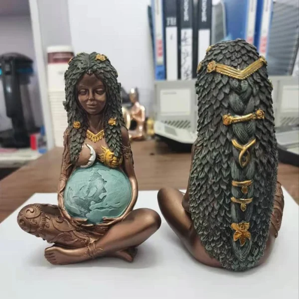 Gaia Pregnant Mother Earth Sitting Lotus Yoga Pose Resin Natural Mother Earth Figurine Decorative Nature Sculpture Home Decor 5
