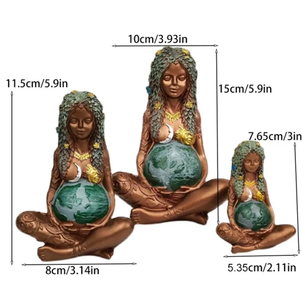 Gaia Pregnant Mother Earth Sitting Lotus Yoga Pose Resin Natural Mother Earth Figurine Decorative Nature Sculpture Home Decor 6