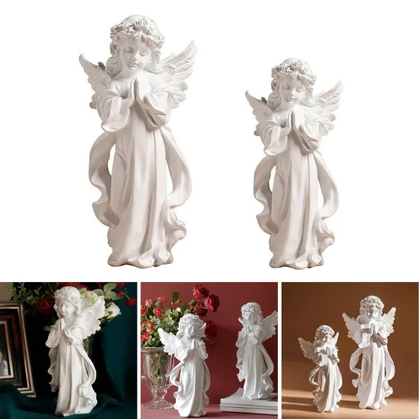Cute Resin Praying Angel Figurine European Style Fairy Prayer Angel Shelf Sculpture Desktop Ornament Carving Crafts 2