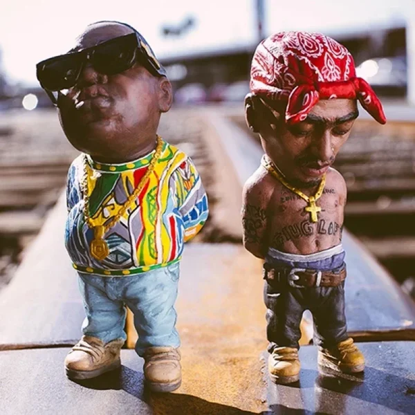 Tupac Figurine New Rapper Star Cool Hip Hop Guy Ornaments Creative Desktop Statue Home Living Room Office Decor Doll Rapper 1