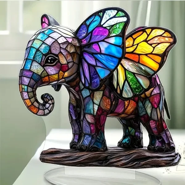 Colored Animals Cat Dog Elephant 2D Flat Acrylic Figurine,Home,Office,Studio,Cafe,Room,Display Case,Table Ornament Desktop Decor 2