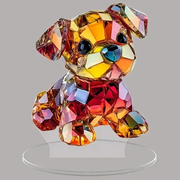 Colored Animals Cat Dog Elephant 2D Flat Acrylic Figurine,Home,Office,Studio,Cafe,Room,Display Case,Table Ornament Desktop Decor 3