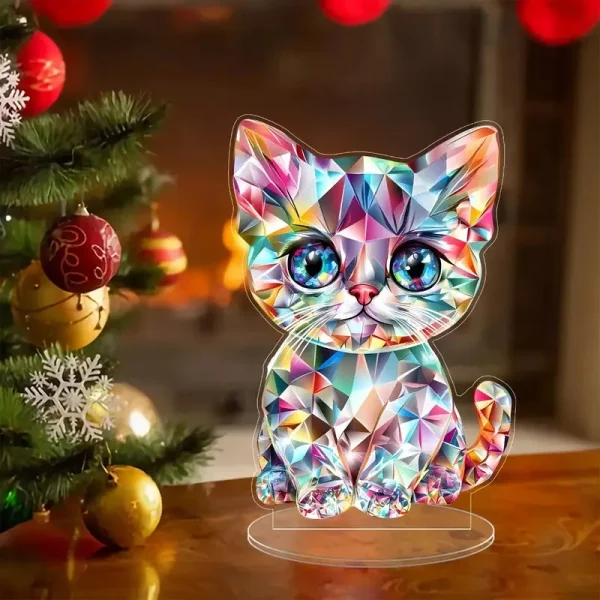 Colored Animals Cat Dog Elephant 2D Flat Acrylic Figurine,Home,Office,Studio,Cafe,Room,Display Case,Table Ornament Desktop Decor 4