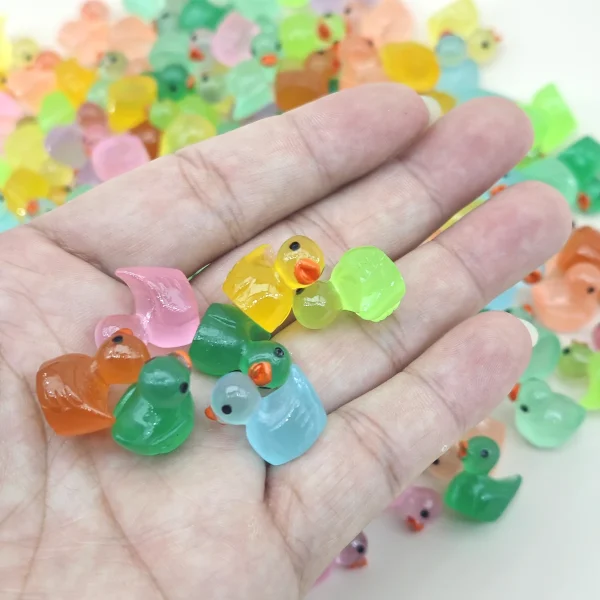 Luminous Mini Resin Duck Tiny Duck Figurine for Fairy Garden Landscape Aquarium Potted Plant Prank Game DIY Ornament Party 2