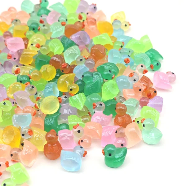 Luminous Mini Resin Duck Tiny Duck Figurine for Fairy Garden Landscape Aquarium Potted Plant Prank Game DIY Ornament Party 3