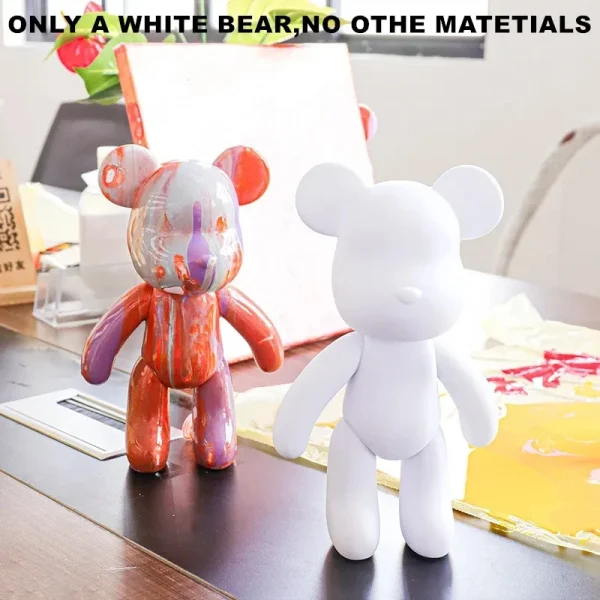 DIY Painting Creative Fluid Bear Handmade Violent Bear Sculpture White Mold Doll Figurine Toys Animal Bear Home Decor Ornaments 1