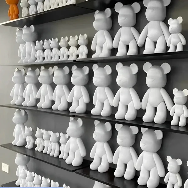 DIY Painting Creative Fluid Bear Handmade Violent Bear Sculpture White Mold Doll Figurine Toys Animal Bear Home Decor Ornaments 2