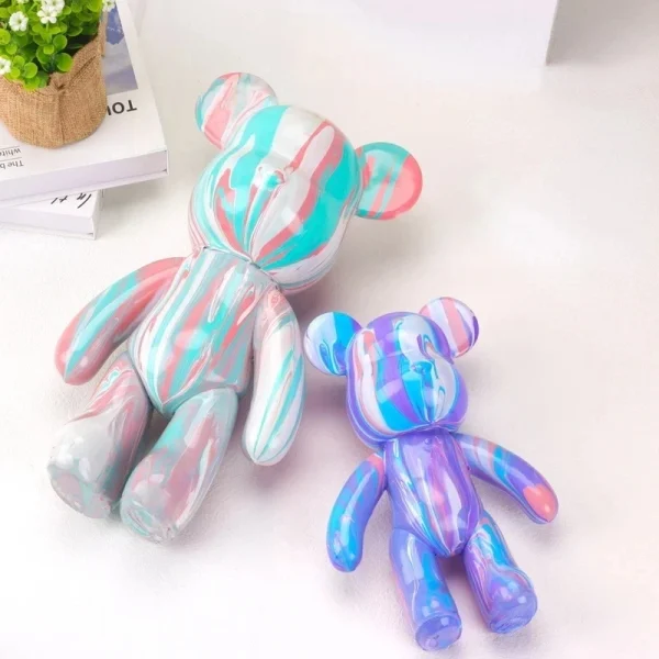 DIY Painting Creative Fluid Bear Handmade Violent Bear Sculpture White Mold Doll Figurine Toys Animal Bear Home Decor Ornaments 6