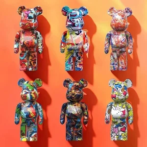 2024 New Graffiti Bear 27cm Figurine Home Decoration Animal Statue Storage Money Jar Modern Room Sculpture Table Decor 1