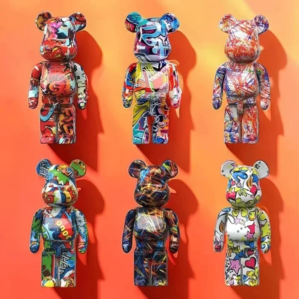 2024 New Graffiti Bear 27cm Figurine Home Decoration Animal Statue Storage Money Jar Modern Room Sculpture Table Decor 1