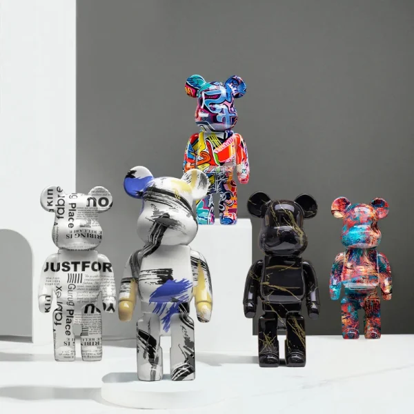 2024 New Graffiti Bear 27cm Figurine Home Decoration Animal Statue Storage Money Jar Modern Room Sculpture Table Decor 3