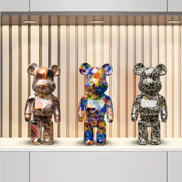 2024 New Graffiti Bear 27cm Figurine Home Decoration Animal Statue Storage Money Jar Modern Room Sculpture Table Decor 5