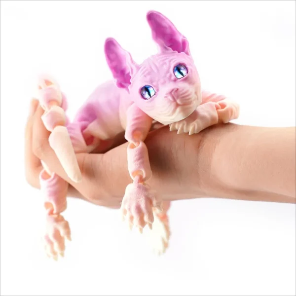 3D Printed Sphynx Cat Animals Toy Realistic Hairless Figurine Articulated Cat Fidget Toy for Cat Lover Collector Home Decoration 2