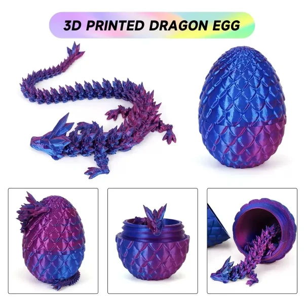 3D Printed Dragon Egg Dragon Model Holiday Gift Decorative Model Full Color Crystal Collection Sculpture Children's Toy Crafts 4