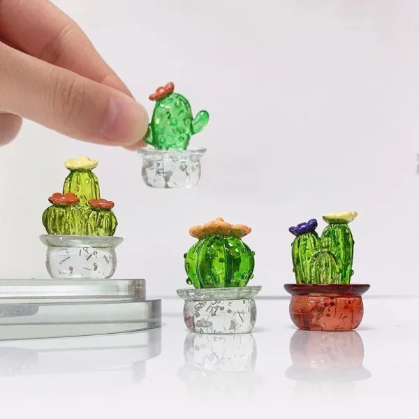Mini Cactus Figurines Ornaments  Resin Cactus Bonsai Decor Sculptures and Figurines Desktop Ornament  Car Home Decoration 1