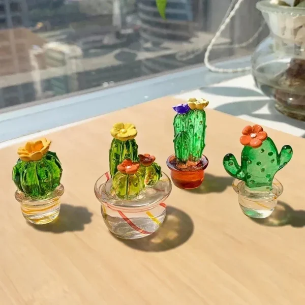 Mini Cactus Figurines Ornaments  Resin Cactus Bonsai Decor Sculptures and Figurines Desktop Ornament  Car Home Decoration 2